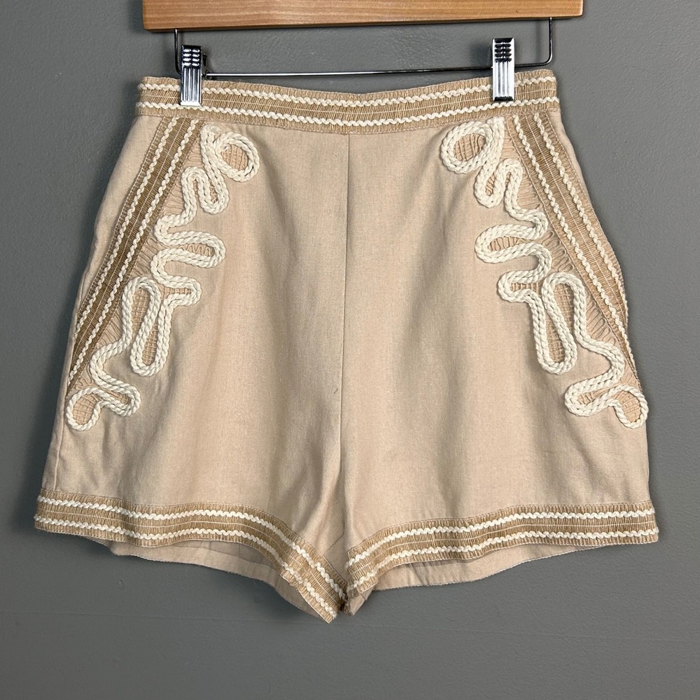 PAT BO shorts size 6 Linen Blend High Waist Marching Band Boho Feminine